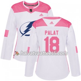 Naisten NHL Tampa Bay Lightning Pelipaita Ondrej Palat 18 Adidas 2017-2018 Valkoinen Vaaleanpunainen Fashion Authentic